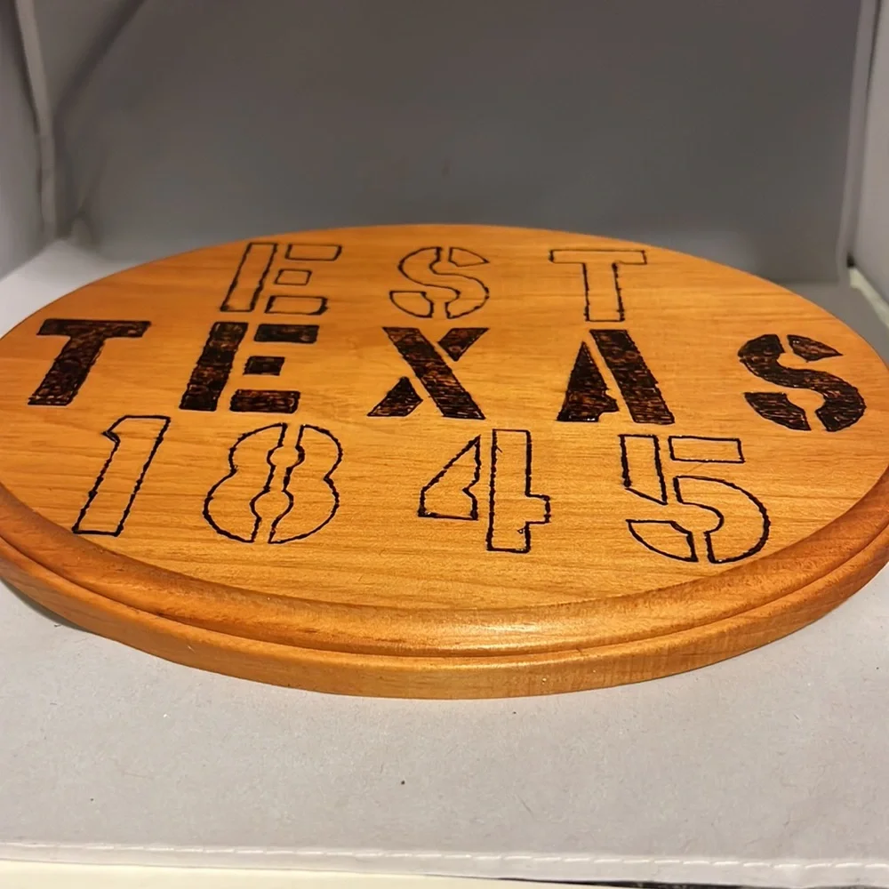 Nice wood burned sign for that Texas Fan